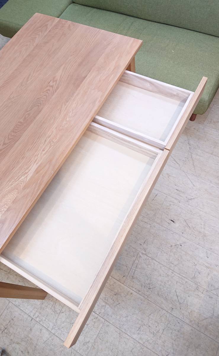 無印良品/MUJI 無垢材デスク オーク材 天然木 引出2個付 机 無印良品/MUJI 無垢材デスク オーク材 天然木 引出2個付 机