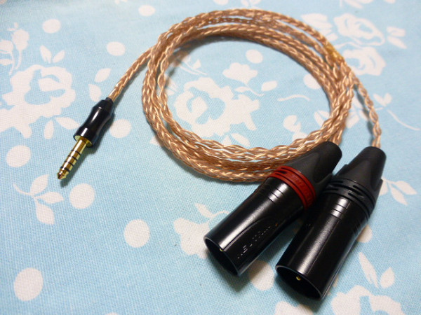 4.4mm5極 → XLR コネクタ 3ピン×2 MOGAMI 2944　八芯 ライン入力 120cm WM1A / 1Z R2R2000 Cayin N8 ZX300 ZX507 Fiio M17 ZEN DAC_画像1