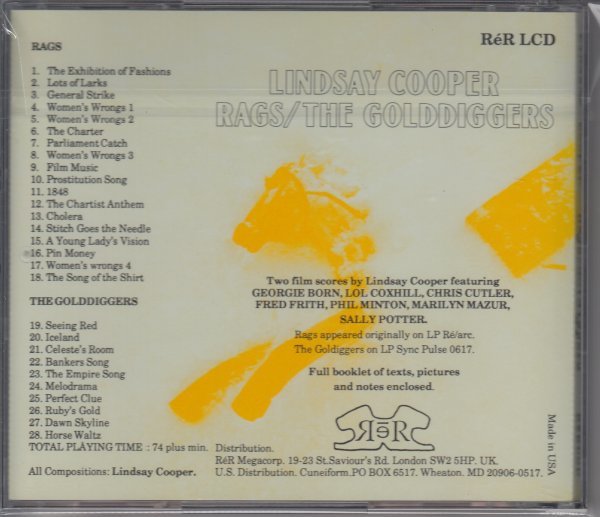 【HENRY COW】LINDSAY COOPER / RAGS / THE GOLDDIGGERS（輸入盤CD）の画像2