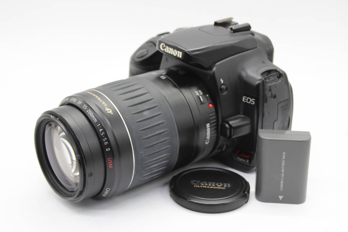 最新【返品保証】 キャノン Canon EOS Kiss Digital X EF 55-200mm F4.5-5.6 II バッテリー付き デジタル一眼 ボディレンズセット s777