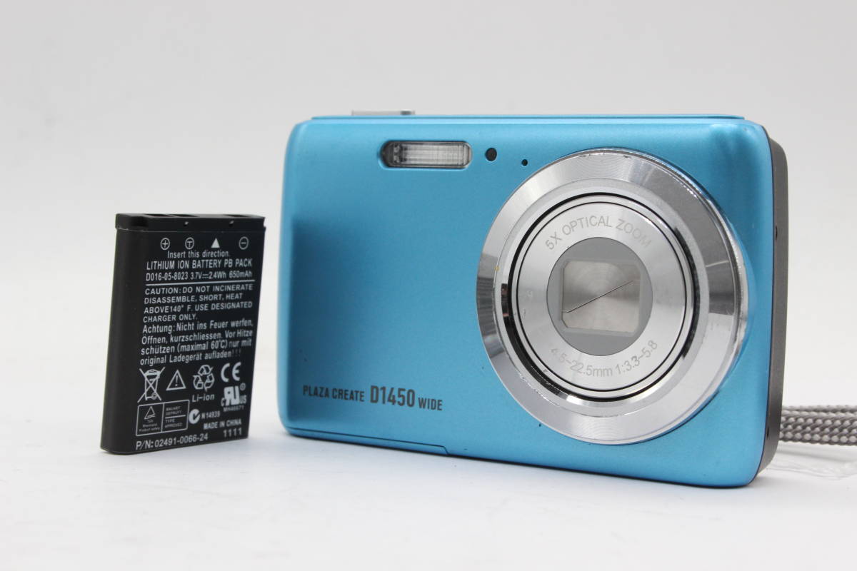 【返品保証】 PLAZA Create D1450 ブルー Wide 5x バッテリー付き コンパクトデジタルカメラ s845