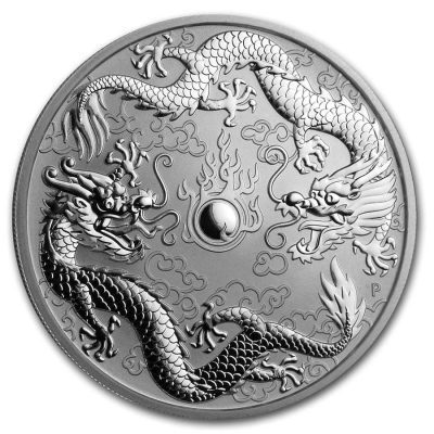 [保証書・カプセル付き] 2019年 (新品) オーストラリア「ダブル ドラゴン・龍」純銀 1オンス 銀貨の画像1
