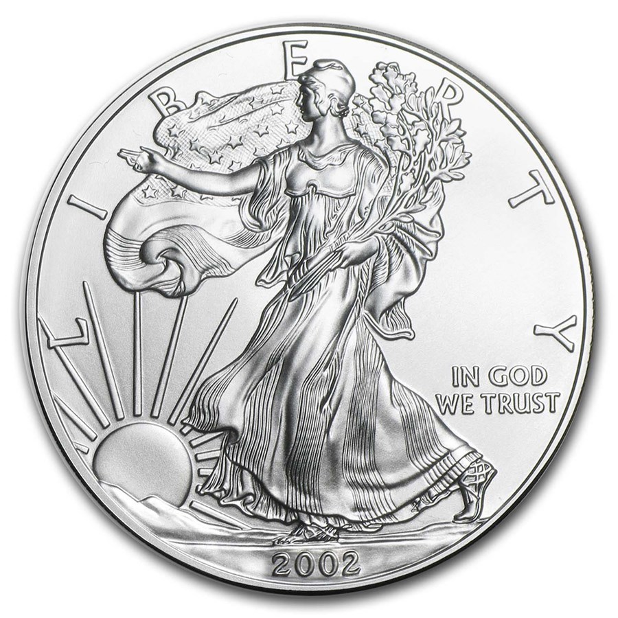[保証書・カプセル付き] 2002年 (新品) アメリカ「イーグル・ウオーキング リバティ」純銀 1オンス 銀貨