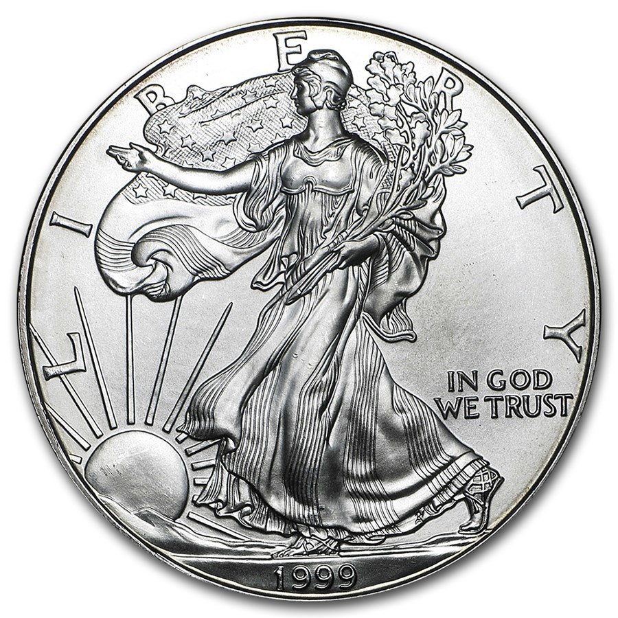 [保証書・カプセル付き] 1999年 (新品) アメリカ「イーグル・ウオーキング リバティ」純銀 1オンス 銀貨