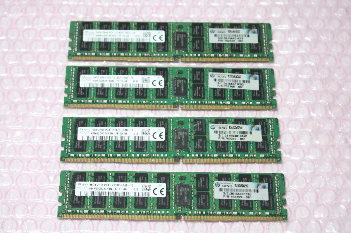 MA115【中古】 hp純正 SKhynix 2Rx4 PC4-2133P-RA0-10 16GB(x4 64GB) 4枚セット_画像1