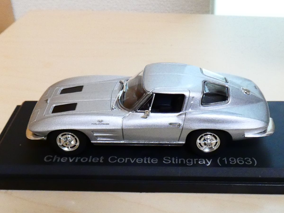 国産名車コレクション 1/43 シボレー コルベット スティングレイ シルバー 1963 旧車 chevrolet corvette ミニカー_画像6
