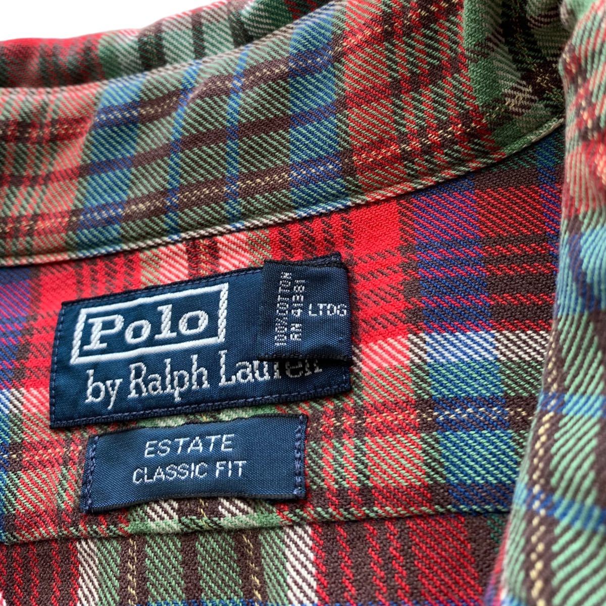 Polo Ralph Lauren フランネルシャツ L チェック ESTATE CLASSIC FIT ポロ ラルフローレン アメリカ 規格_画像5
