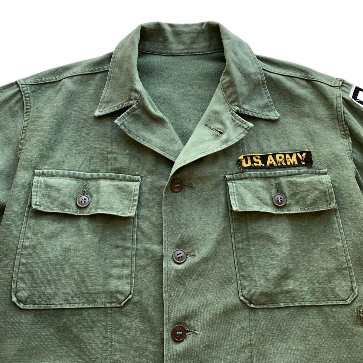 50's U.S.ARMY ユーティリティシャツ 1st 初期 コットンサテン 筒袖 米軍 実物 ヴィンテージ ミリタリー