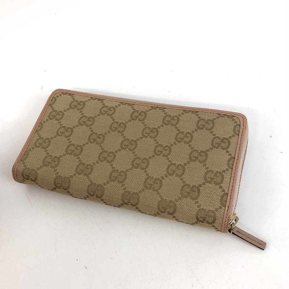 GUCCI グッチ GGキャンバス ラウンドファスナー 長財布 ピンク