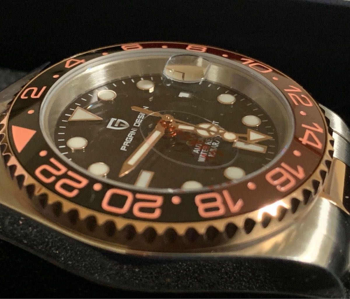 【新品未使用】Pagani design GMT ルートビアベゼル 自動巻 オマージュウォッチ 100M防水
