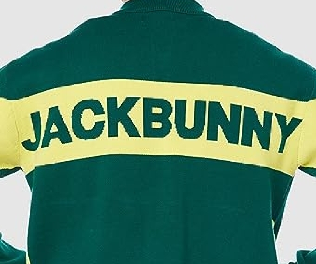 新品 定価1.8万 ジャックバニー/パーリーゲイツ　背面 BIGロゴ ニット ジップブルゾン 4/M　グリーン Jack Bunny!!