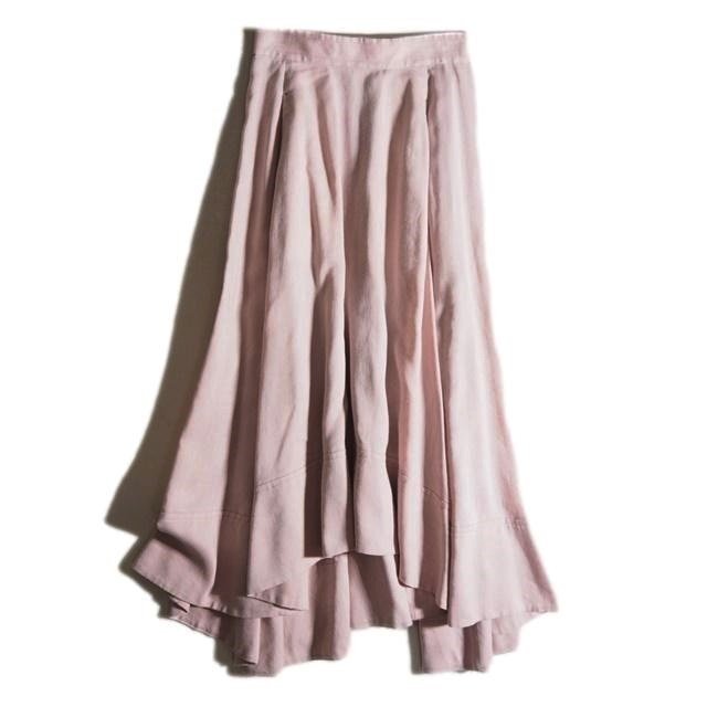 M1437z8 VDRESSTERIOR Dress Terior V French linen flair skirt pink 36 / flax long skirt maxi height spring summer 