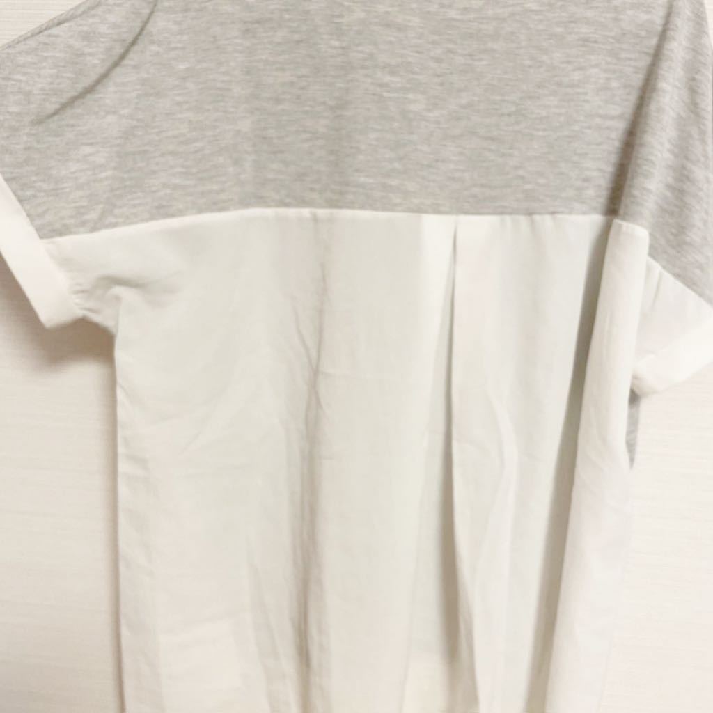 切り替えTシャツ M スクロール ホワイト×グレー 白×灰色_画像6