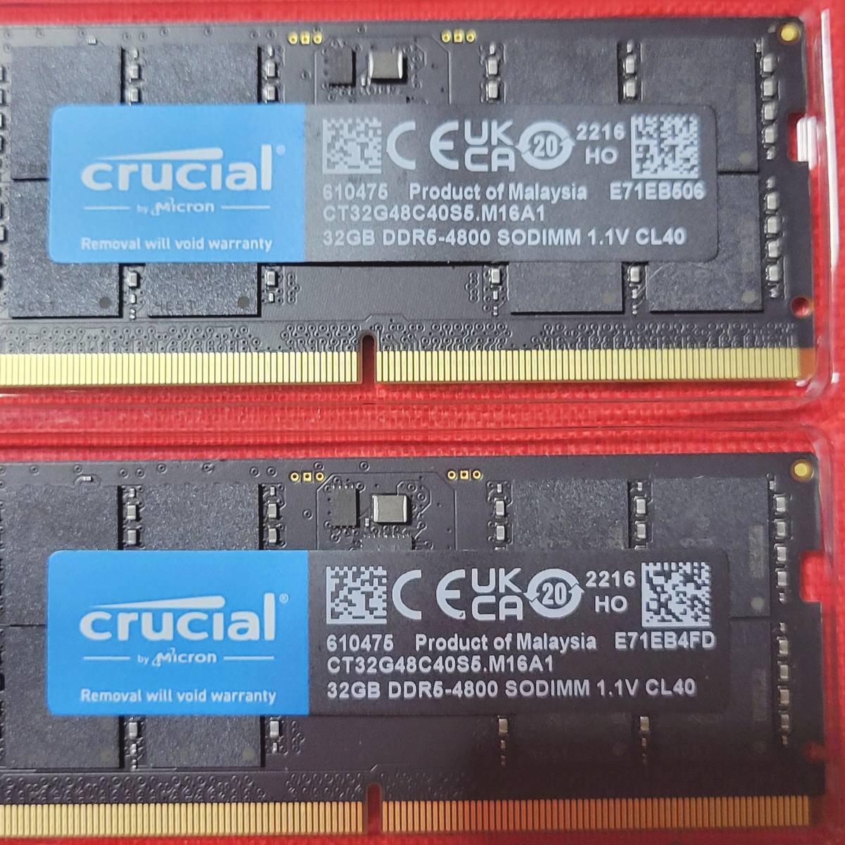 CrucialノートPC用メモリー 32GB×2枚(64GB)-