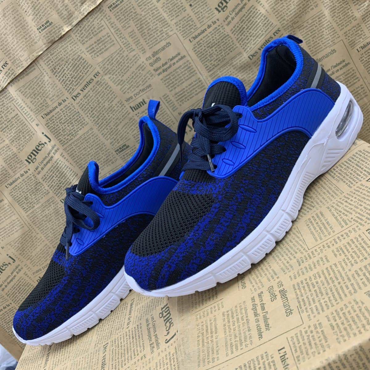  new goods men's 27.0cm light weight air sole sneakers low cut sneakers running shoes dado sneakers black blue osw2720