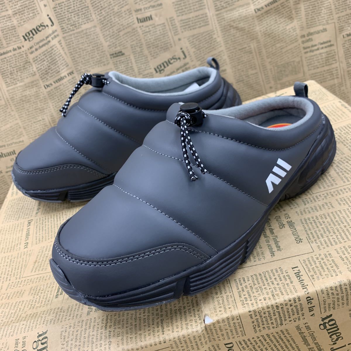  new goods men's S size 24.0-24.5cm reverse side nappy sabot sandals cotton inside fake leather sandals sabot sneakers reverse side nappy shoes gray osw2966