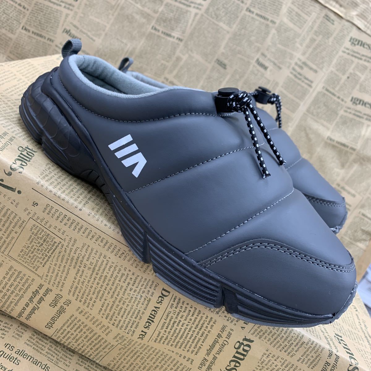  new goods men's S size 24.0-24.5cm reverse side nappy sabot sandals cotton inside fake leather sandals sabot sneakers reverse side nappy shoes gray osw2966