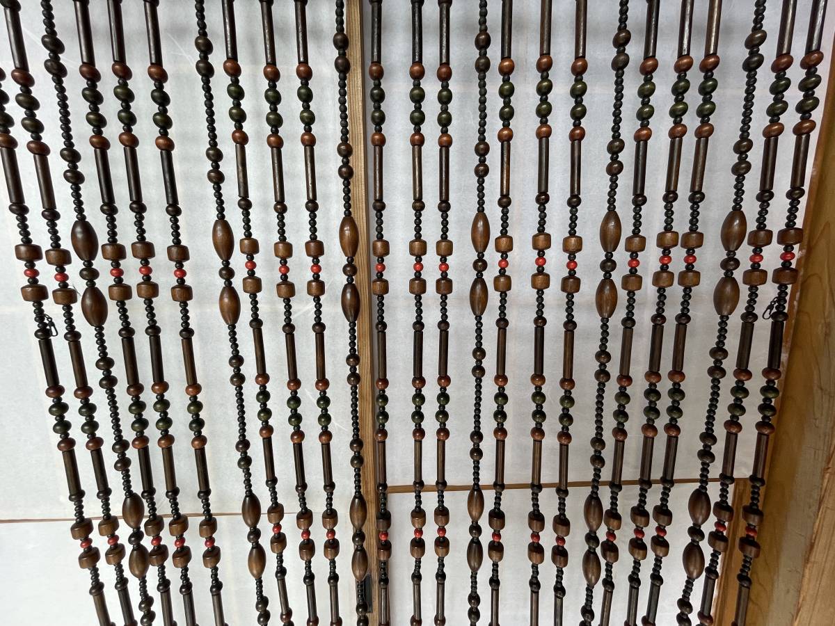 珠のれん すだれ なるこ付 音の出る珠付 幅85㎝ 丈142㎝  昭和レトロ 暖簾の画像3