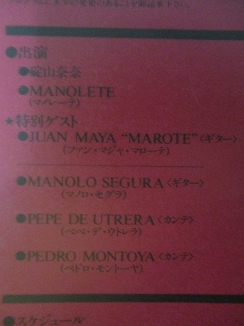【パンフレット】 碇山奈奈　マノレーテ MANOLETE　ファン・マジャ・マローテ　1985年　フラメンコ　スペイン舞踊_画像7