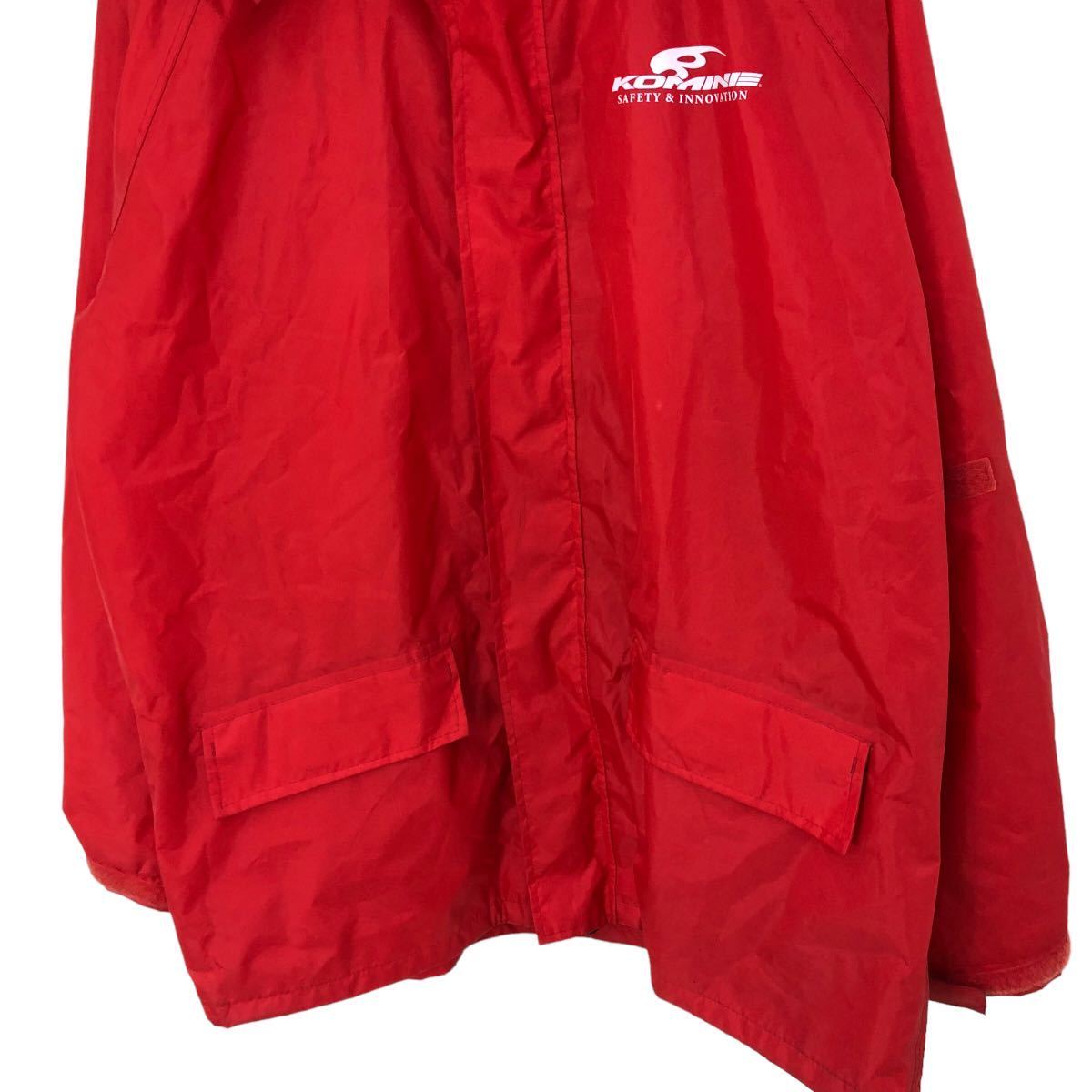 H652③ 大きいサイズ KOMINE コミネ レインウェア ジャケット 上着 赤系 バイクウェア PVCコーティング メンズ XL_画像3