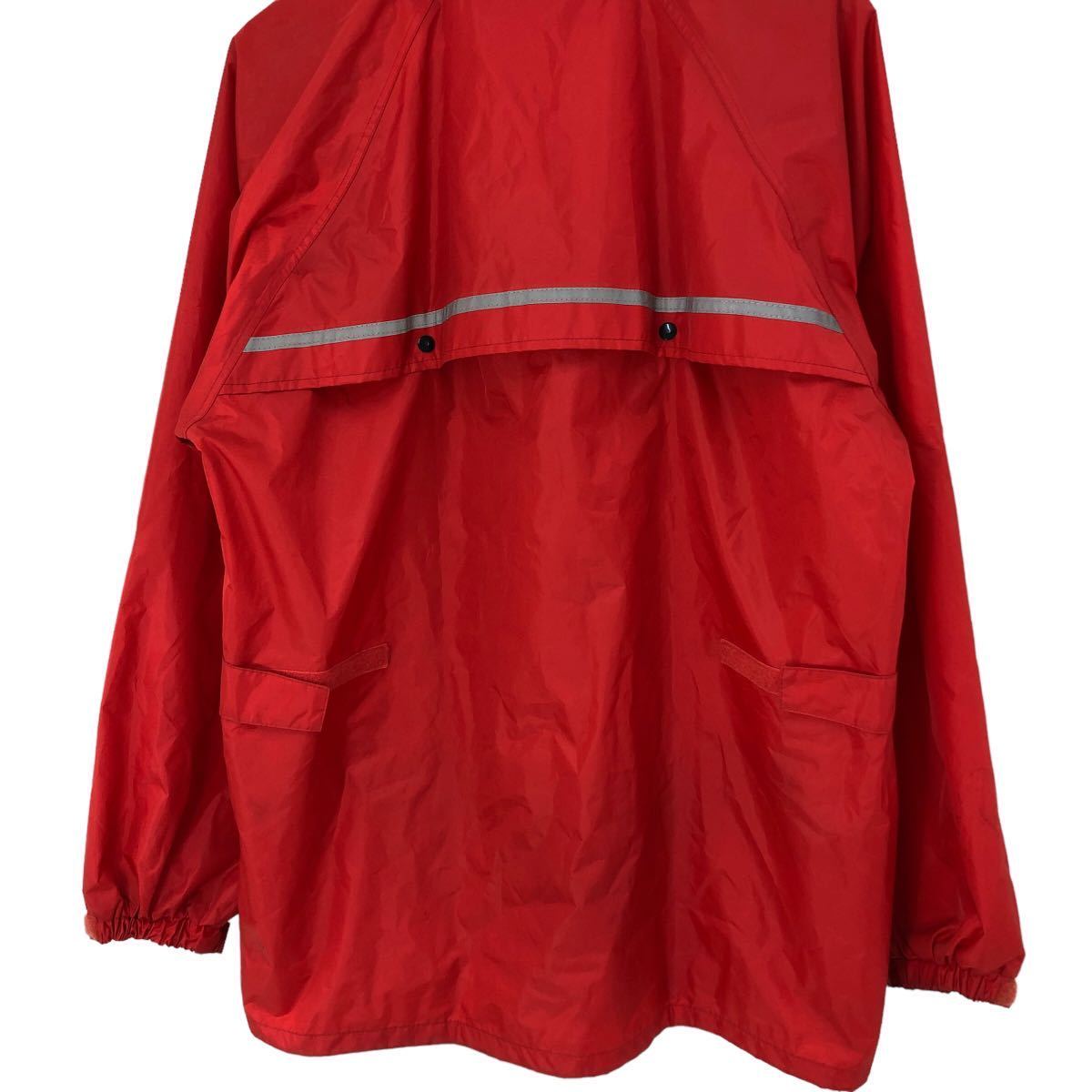 H652③ 大きいサイズ KOMINE コミネ レインウェア ジャケット 上着 赤系 バイクウェア PVCコーティング メンズ XL_画像6