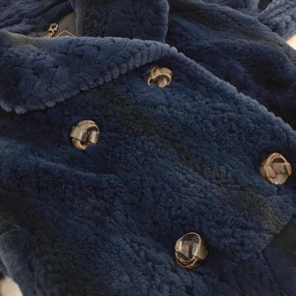 □C18 美品 イタリア製 Ferragamo フェラガモ 高級 MINK ミンク グラデーションミンク 毛皮コート ロングコート ブルー 40 青_画像3