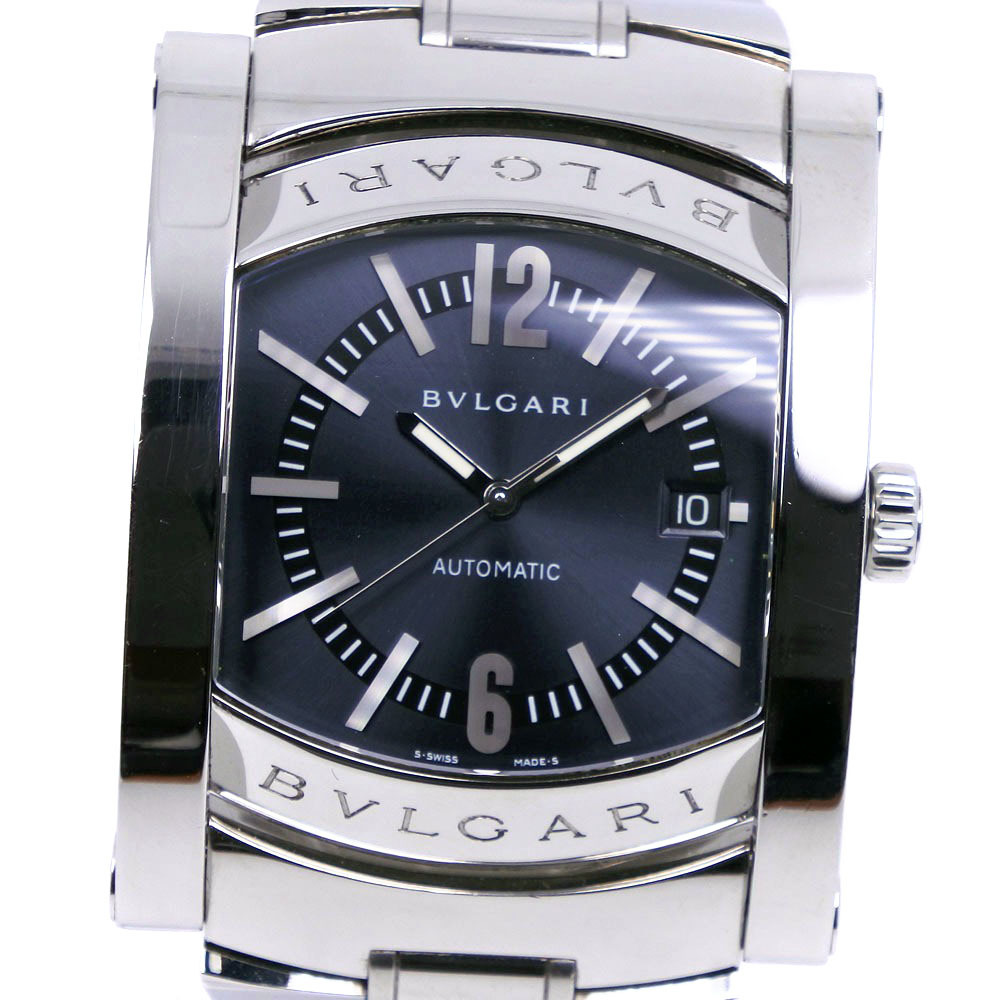 BVLGARI ブルガリ アショーマ AA48S 腕時計 SS シルバー 自動巻き メンズ ネイビー文字盤【I153105027】