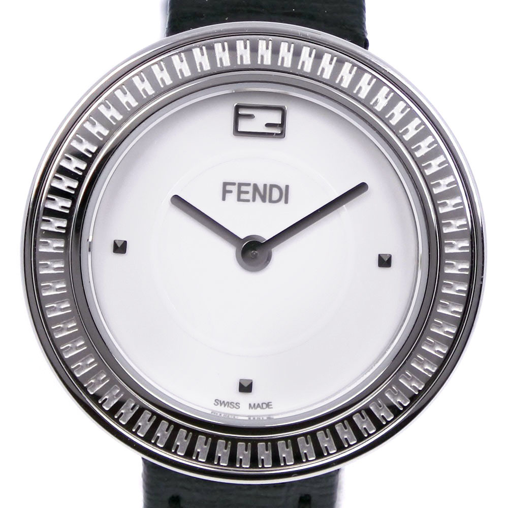 FENDI フェンディ マイウェイ 35000S 腕時計 SS×レザー 黒 クオーツ アナログ表示 レディース 白文字盤【I153105024】中古_画像1