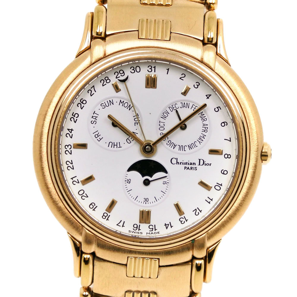 良質 61.271 ムーンフェイズ クリスチャンディオール Dior 腕時計 白