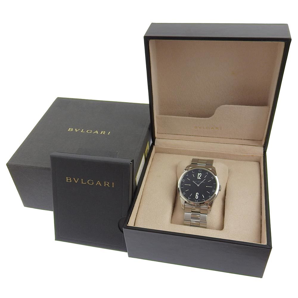 BVLGARI BVLGARY Solotempo ST42S наручные часы SS серебряный кварц аналог отображать мужской чёрный циферблат [I162823013] б/у 