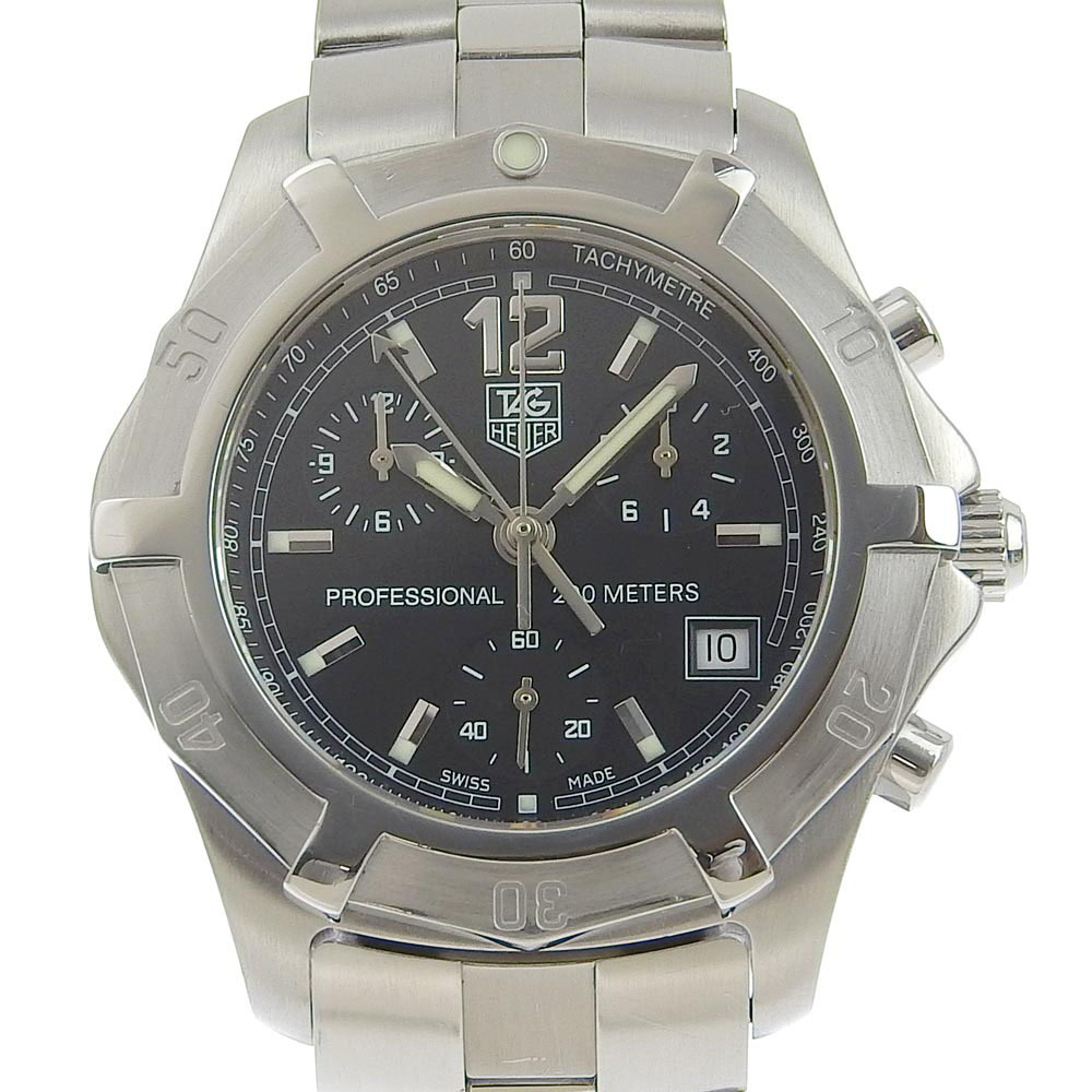 TAG HEUER TAG Heuer exclusive CN1110 wristwatch SS silver quarts chronograph men's black face [I162823042] used 