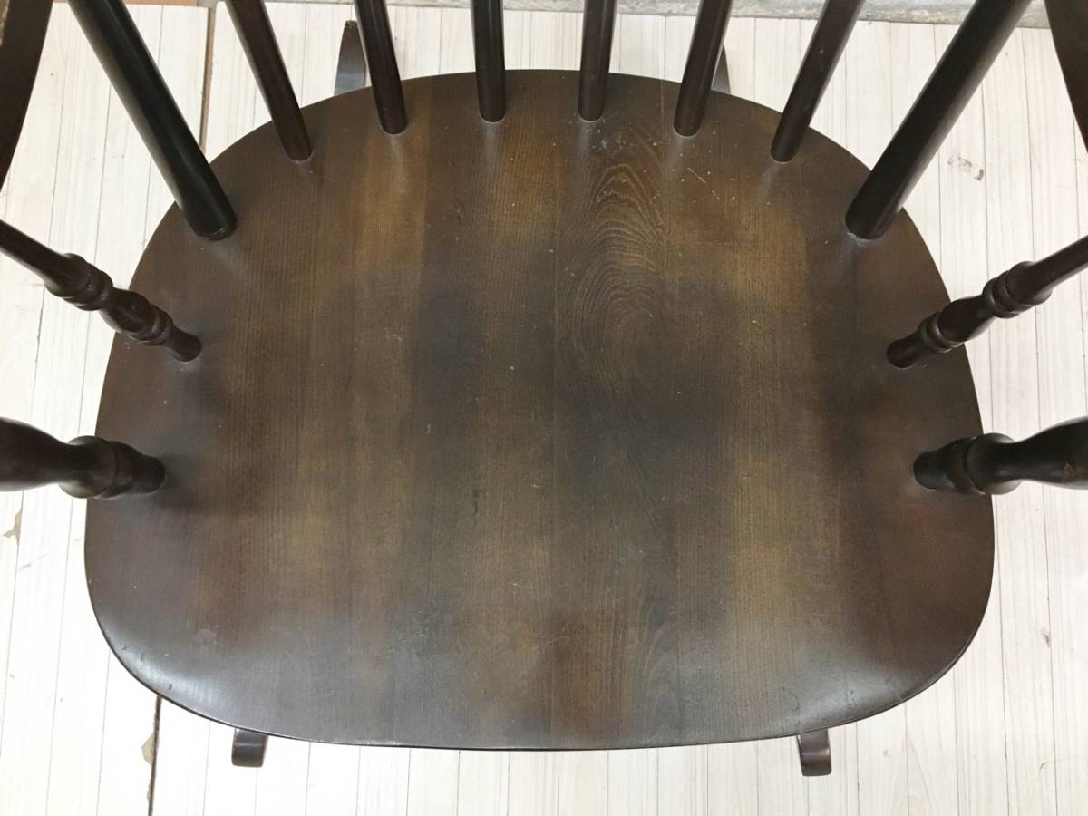 木製 ロッキングチェア 揺り椅子 アーム付きチェア 木製椅子 椅子 チェア 肘掛け付き インテリア レトロ ゆったり ゆらゆら_画像9