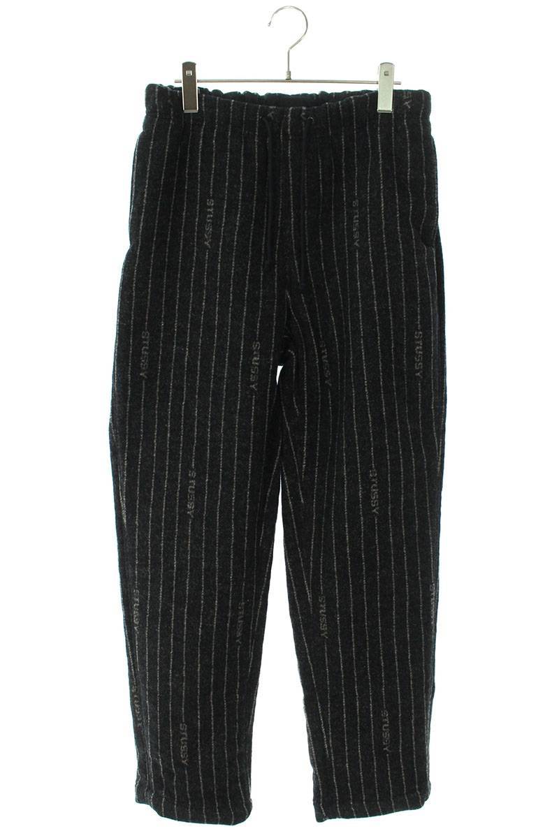 ナイキ NIKE ステューシー Stripe Wool Pant DR4021-010 サイズ:XL ロゴ刺繍ストライプウールロングパンツ 中古 OM10
