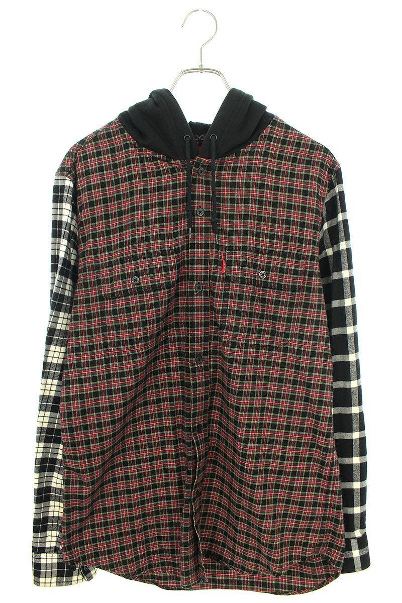 シュプリーム SUPREME Hooded Flannel Shirt サイズ:M フーテッドフランネルチェック長袖シャツ 中古 OM10