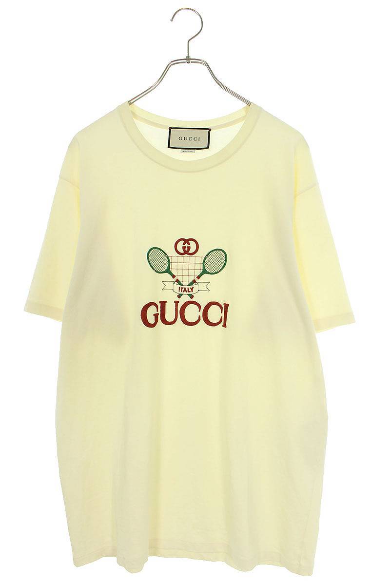 グッチ GUCCI 548334 XJBLE サイズ:L テニスロゴ刺繍Tシャツ 中古 BS55