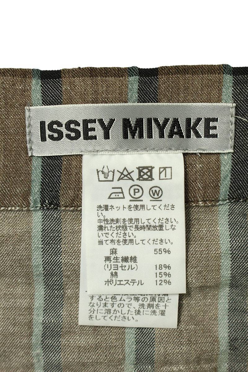 イッセイミヤケ ISSEY MIYAKE 18SS IM82FJ528 サイズ:2 チェック柄リネンボックスブラウス 中古 BS99_画像3