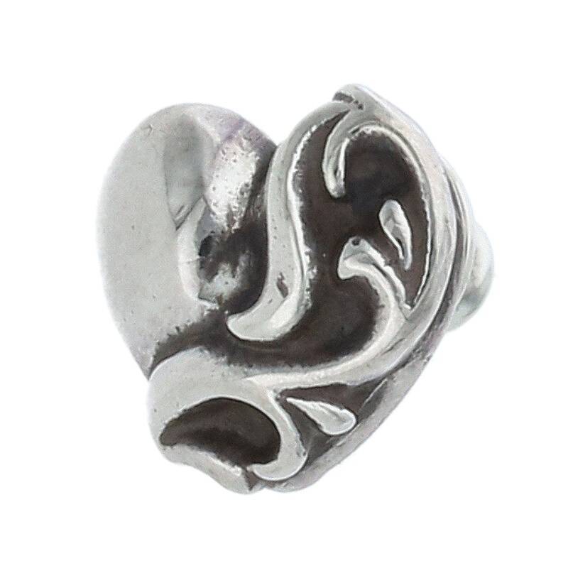 クロムハーツ Chrome Hearts STUD HEART/ハートスタッド シルバーピアス 中古 NO05