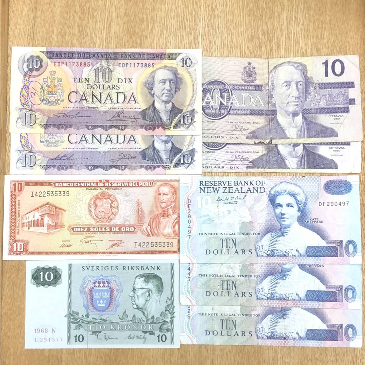 【外国紙幣/旧紙幣/古紙幣/おまとめ】カナダ/ニュージーランド/ペルー/スウェーデン 管理番号F43_画像1