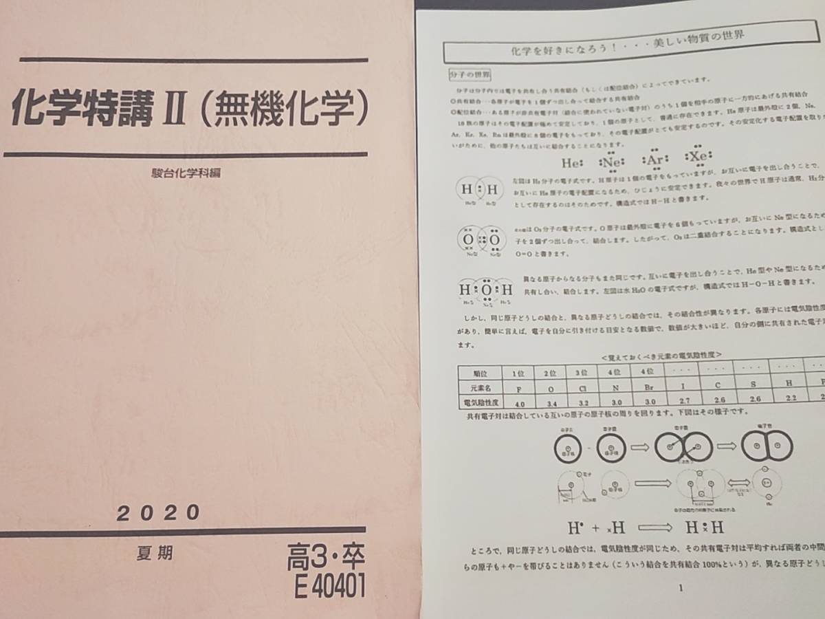 駿台 増田重治先生 締切講座 夏期 化学特講Ⅱ無機化学 テキスト・講義