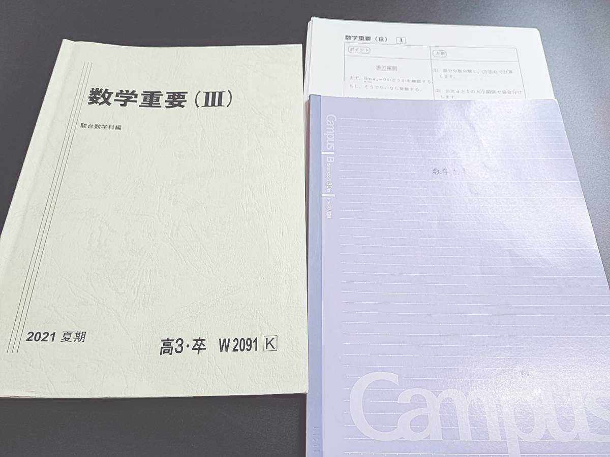 駿台　吉田浩二先生　数学重要（Ⅲ）　テキスト・プリント・板書ノート　締切り講座　河合塾　駿台　鉄緑会　Z会　東進