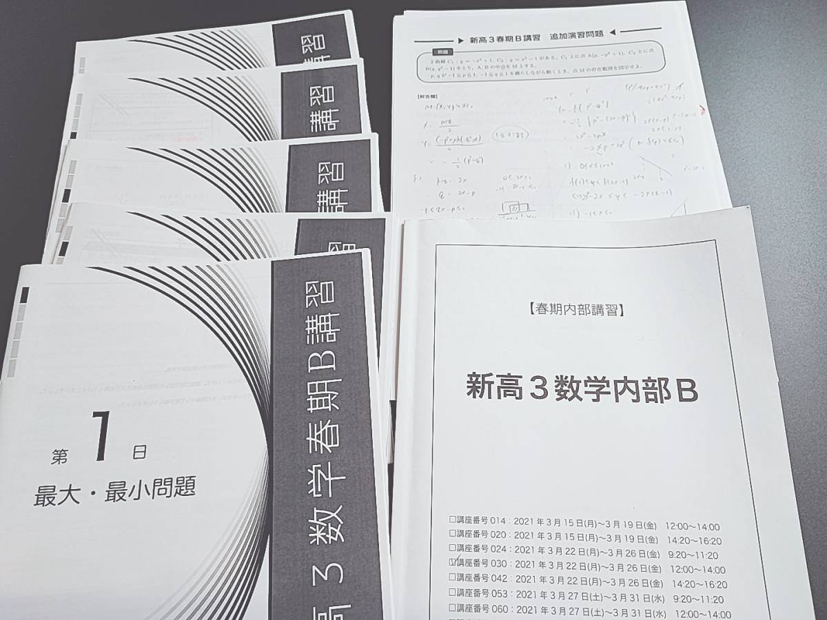 鉄緑会 本田先生 春期 新高3数学内部B テキスト・解説冊子 フルセット