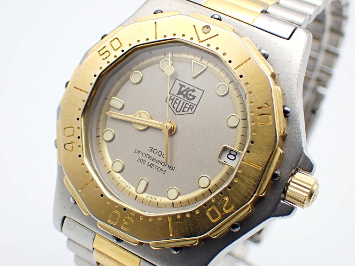 １円～★TAG HEUER タグホイヤー QZ 3000シリーズ 934.206 プロフェッショナル デイト グレー文字盤 メンズ腕時計 N039818