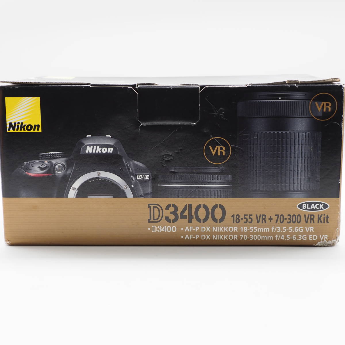 ★未使用品★ Nikon ニコン デジタル一眼レフカメラ D3400 ダブルズームキット ブラック D3400WZBK #2579のサムネイル
