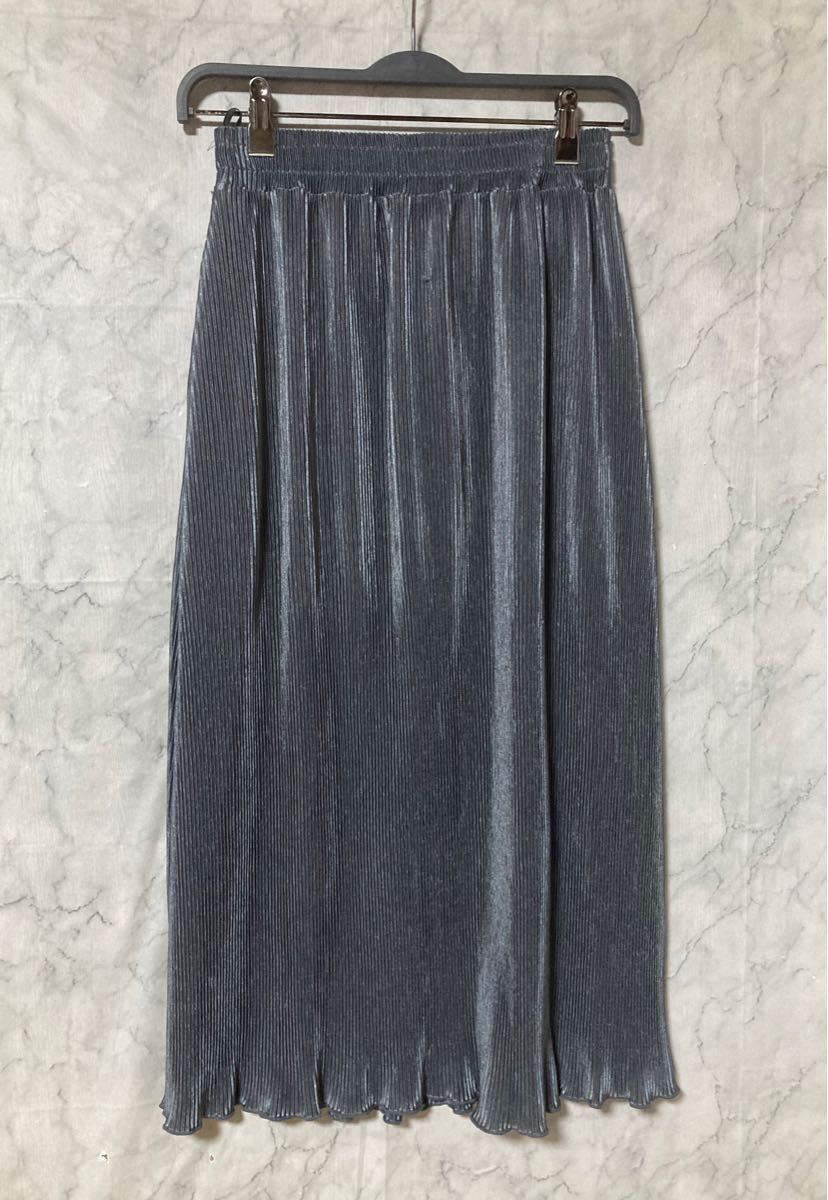 美品　chocolate robe プリーツスカート　チャコール　フリーサイズ  プリーツロングスカート