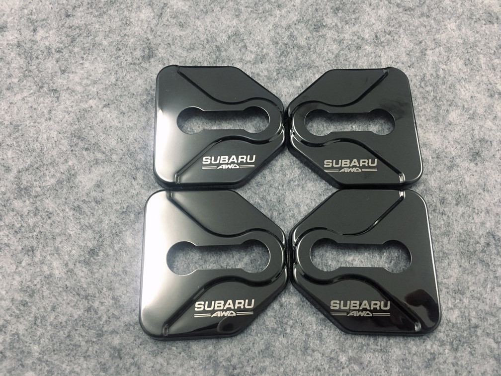 Subaru SUBARU car door lock striker cover equipment ornament cover parts door striker stainless steel cover 4 pieces set black 