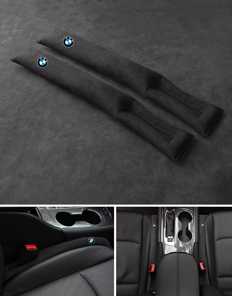 BMW シートコンソール サイドクッション 車用 隙間クッション 小物落下防止 スエード素材 2本セット ブラック_画像2