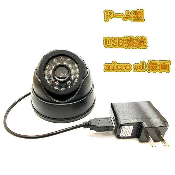 防犯カメラ /ドーム型/ SDカード録画 監視 見守り 赤外線 USB_画像1