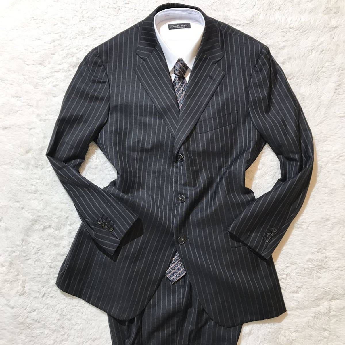 [ ultimate beautiful goods ]Belvest Barneys New York special order suit black 52 BARNEYS NEWYORK setup stripe 