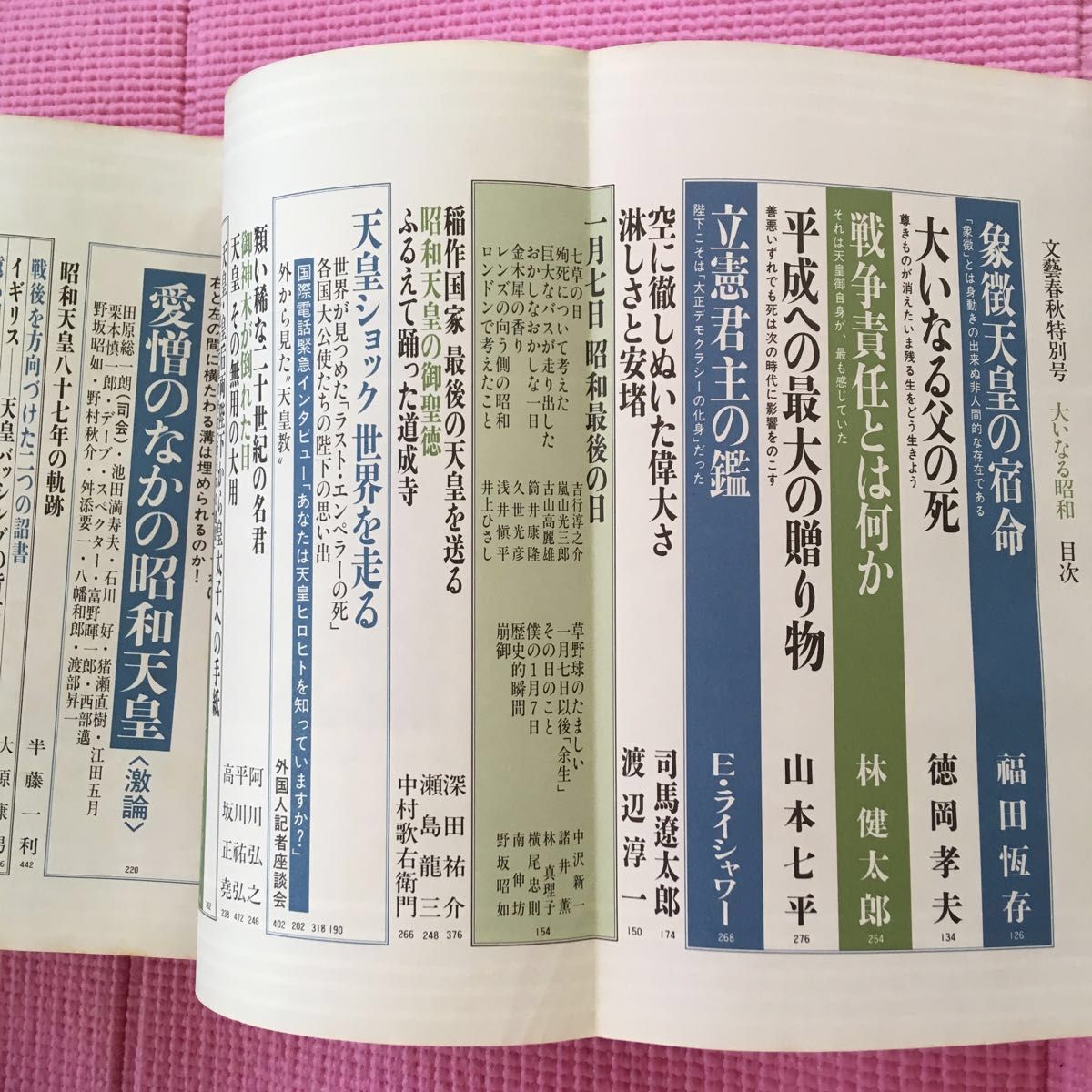 文藝春秋 特別号 大いなる昭和  いつか昭和を語るための 永久保存版 ◇平成元年三月臨時増刊号