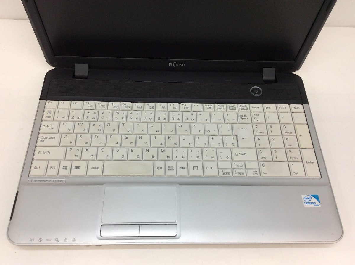 ジャンク/ FUJITSU FMVXNEVQ2Z LIFEBOOK A512/F Intel Celeron B730 メモリ2.05GB HDD320.07GB 【G13002】_キーボードに黄ばみがあります